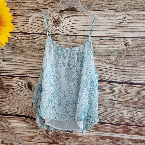 "INC" Woman'sĀ Sleeveless Strappy top Size: lgāazure Ikat Embellished frontāNWT - Picture 2 of 9